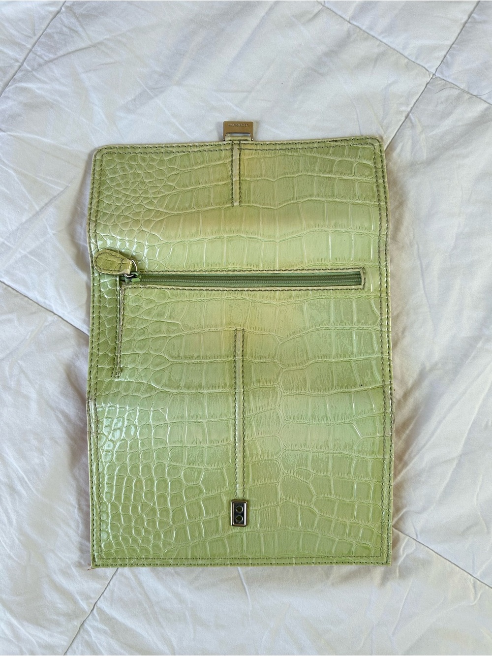 Liz Claiborne Y2K Vintage Croc-Embossed Women's Wallet - Light Green and Pink - Picture 3 of 4